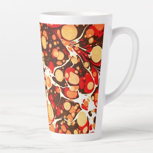 Mooie rode bruine oranje abstracte stenen latte mok (Rechts)