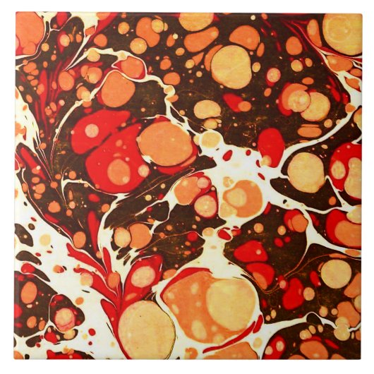 Mooie rode bruine oranje abstracte stenen tegeltje (Voorkant)