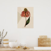 Mooie  Rode Coneflower Green Leave Poster (Keuken)