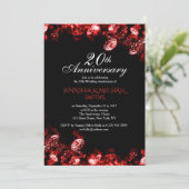 Mooie Rode Diamanten Huwelijksjubileum Uitnodiging (Staand voorkant)