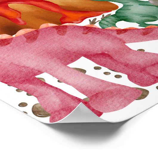 Mooie rode dinosaurusposter voor de kinderkamer poster (Hoek)