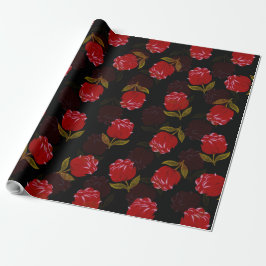 Mooie rode doorzichtige rozen borduurpatroon cadeaupapier