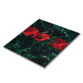 Mooie rode driepuntsbloemen tegeltje (Zijkant)