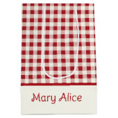 Mooie rode en crème gingham strik medium cadeauzakje (Achterkant)