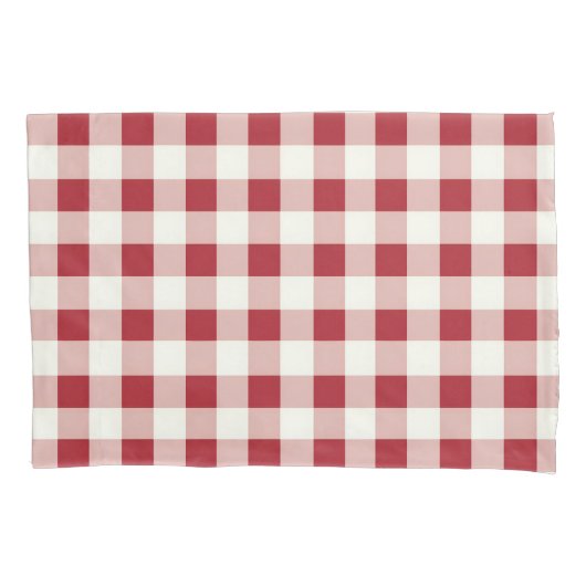 Mooie rode en crèmekleurige gingham kussensloop (Voorkant)