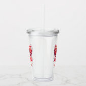 Mooie rode en crèmekleurige gingham strik acryl drinkbeker (Rechts)