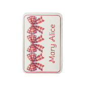 Mooie rode en crèmekleurige gingham strik badmat (Voorkant Verticaal)