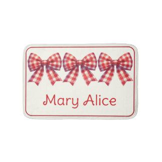 Mooie rode en crèmekleurige gingham strik badmat