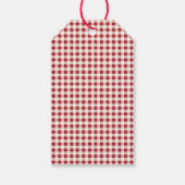 Mooie rode en crèmekleurige gingham strik cadeaulabel (Achterkant)