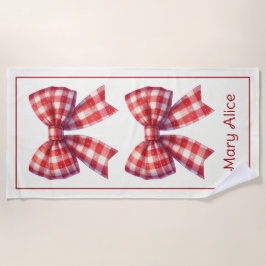 Mooie rode en crèmekleurige gingham strikken strandlaken