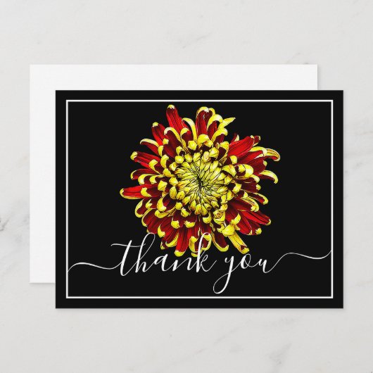 Mooie rode en gele chrysanthemum Dank je wel Briefkaart (Voorkant / Achterkant)