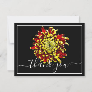 Mooie rode en gele chrysanthemum Dank je wel Briefkaart