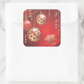 Mooie rode en gouden kerstballen plein vierkante sticker (Tas)