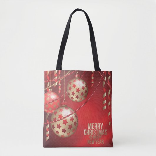 Mooie rode en gouden kerstballen tote bag (Voorkant)