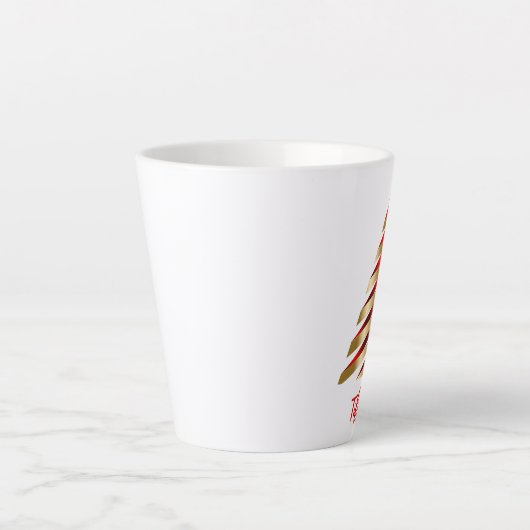 Mooie rode en gouden kerstboom latte mok (Voorkant)