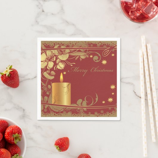 Mooie rode en gouden kerstpapieren servetten (Insitu)