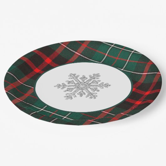 Mooie rode en groene kerst met snowflake papieren bordje (Gekanteld)