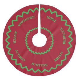 Mooie rode en groene kerstboomzoom met namen kerstboom rok