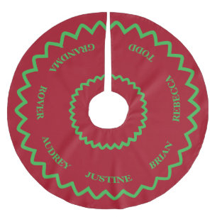 Mooie rode en groene kerstboomzoom met namen kerstboom rok