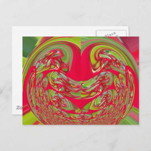 Mooie rode en groene textuur kleur Abstracte kunst Briefkaart (Voorkant / Achterkant)