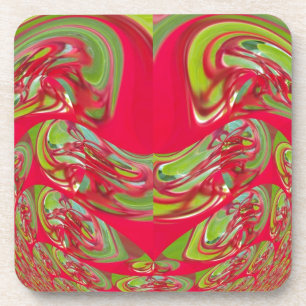 Mooie rode en groene textuur kleur Abstracte kunst Drankjes Onderzetter