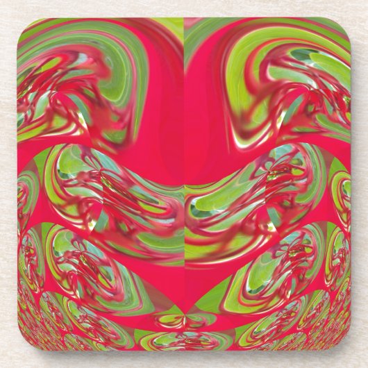 Mooie rode en groene textuur kleur Abstracte kunst Drankjes Onderzetter (Voorkant)