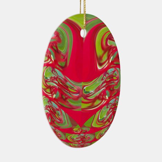 Mooie rode en groene textuur kleur Abstracte kunst Keramisch Ornament (Rechts)