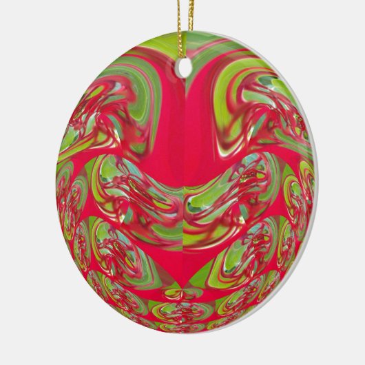 Mooie rode en groene textuur kleur Abstracte kunst Keramisch Ornament (Links)