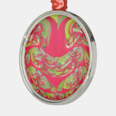 Mooie rode en groene textuur kleur Abstracte kunst Metalen Ornament (Links)