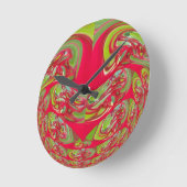 Mooie rode en groene textuur kleur Abstracte kunst Ronde Klok (Hoek)