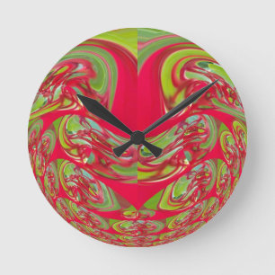 Mooie rode en groene textuur kleur Abstracte kunst Ronde Klok