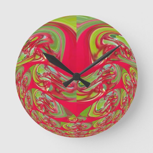 Mooie rode en groene textuur kleur Abstracte kunst Ronde Klok (Voorkant)