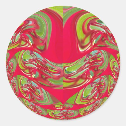 Mooie rode en groene textuur kleur Abstracte kunst Ronde Sticker (Voorkant)