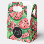Mooie rode en groene watermeloen waterverfpatroon bedankdoosjes (Geopend)