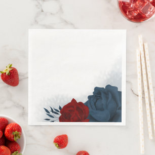 Mooie rode en marine bloemen botanisch servet