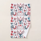Mooie rode en marineblauwe Scandinavische volks ku Bad Handdoek (Handdoek)