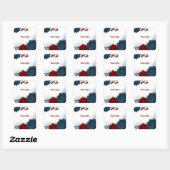 Mooie rode en marinesbloemen vierkante sticker (Vel)