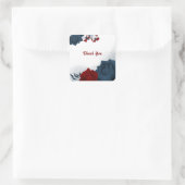 Mooie rode en marinesbloemen vierkante sticker (Tas)