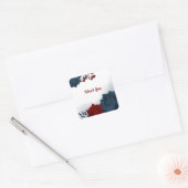 Mooie rode en marinesbloemen vierkante sticker (Envelop)
