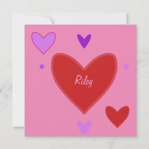 Mooie rode en paarse harten Valentijnsdag kaart