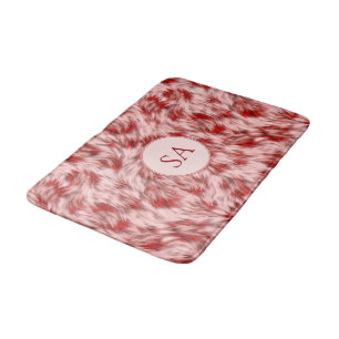 Mooie rode en roze gebadmat met monogram badmat