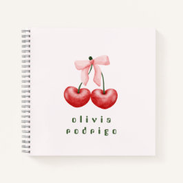 Mooie rode en roze kersen hart lint notebook notitieboek