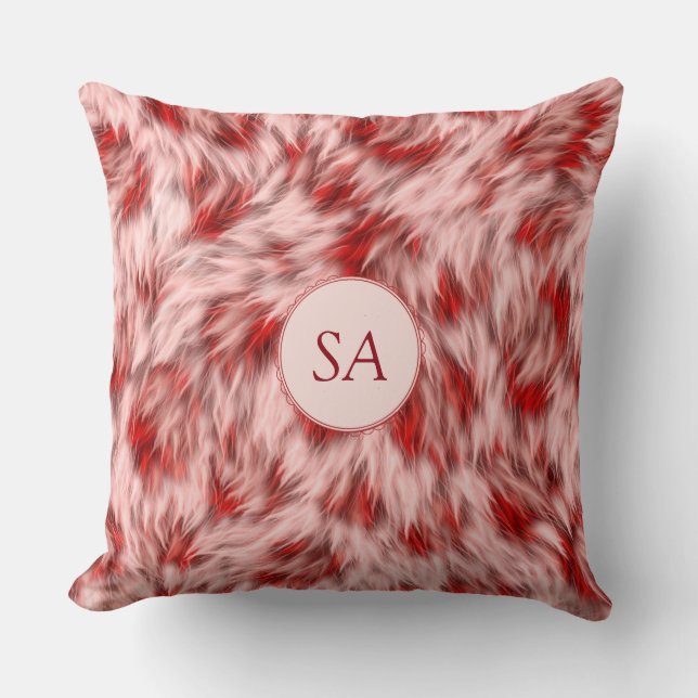Mooie rode en roze monogramkussen in vierkante vor kussen (Voorkant)