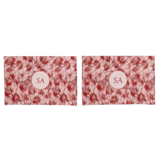 Mooie rode en roze monogramkussenslopen kussensloop (Voorkant-Set)