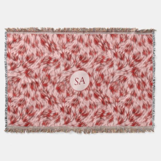 Mooie rode en roze monogramworpdeken deken (Voorkant)