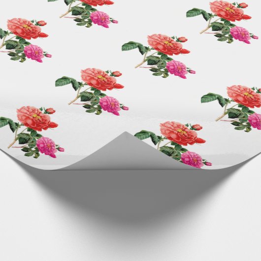 mooie rode en roze roze roze bloemen cadeaupapier (Hoek)