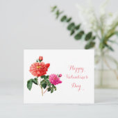 mooie  rode en roze roze roze bloemen feestdagenkaart (Staand voorkant)