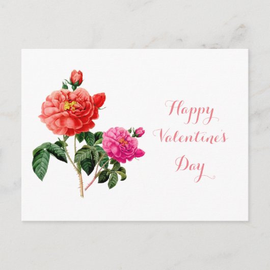 mooie  rode en roze roze roze bloemen feestdagenkaart (Voorkant)