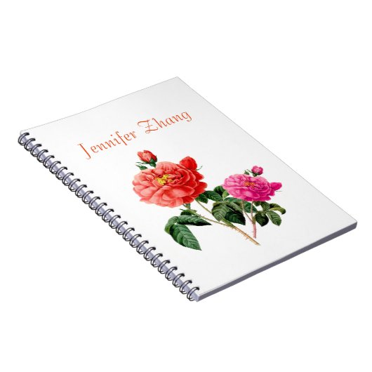 mooie  rode en roze roze roze bloemen notitieboek (Rechterzijde)