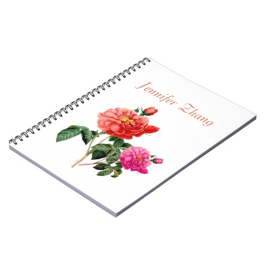 mooie  rode en roze roze roze bloemen notitieboek (Linkerzijde)
